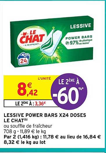 lessive power bars x24 doses le chat