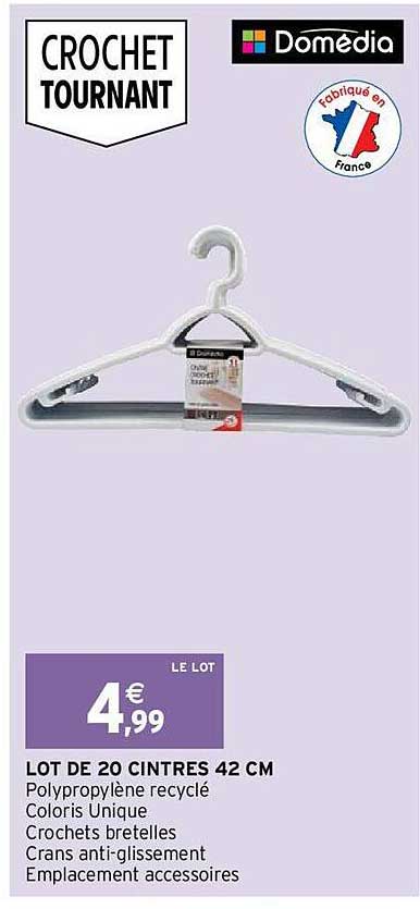 Lot De 20 Cintres 42 Cm Domédia