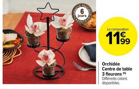 orchidée centre de table 3 fleurons