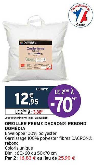 oreiller ferme dacron rebond domédia