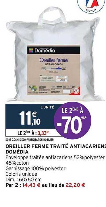 oreiller ferme traité antiacariens domédia