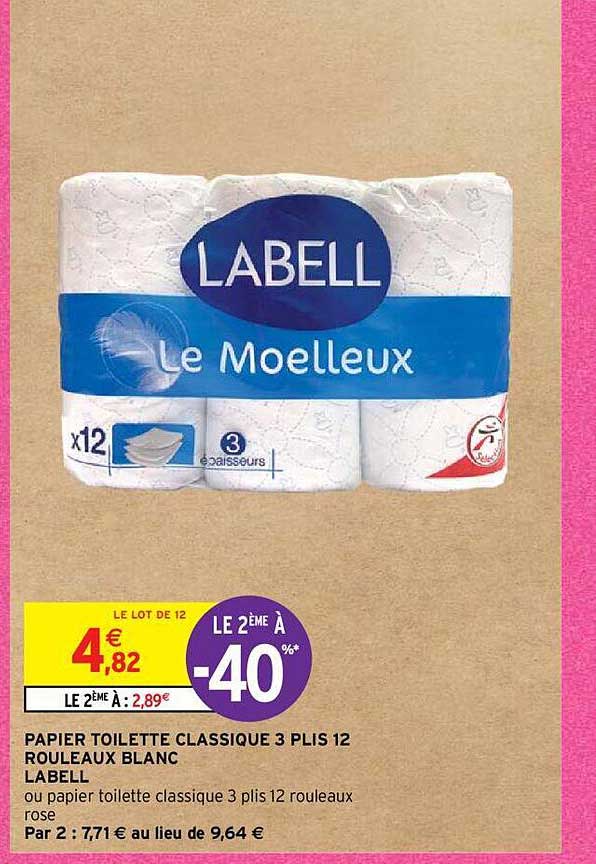 papier toilette classique 3 plis 12 rouleaux blanc labell