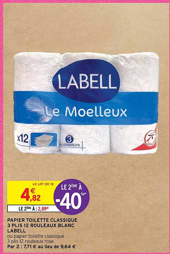 papier toilette classique 3 plis 12 rouleaux blanc labell