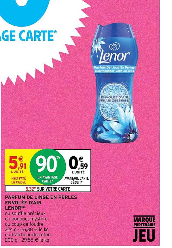 parfum de linge en perles envolée d'air lenor