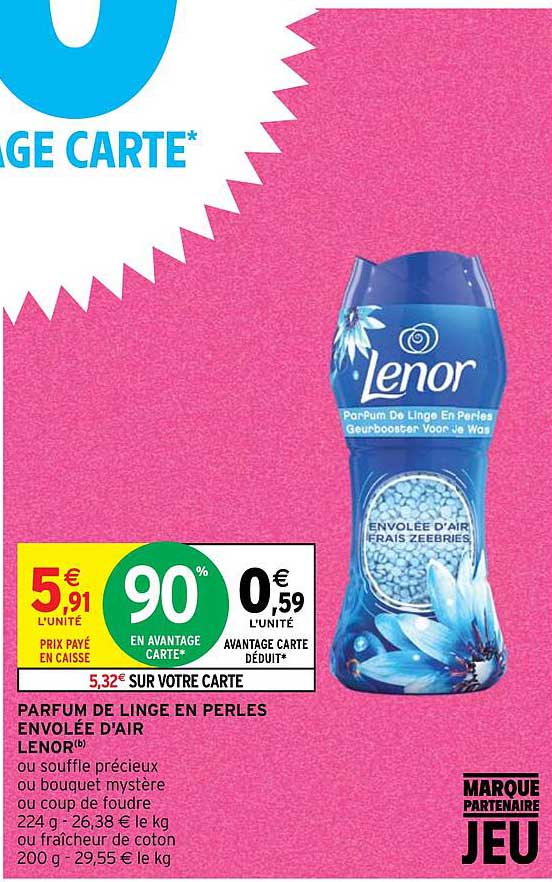 parfum de linge en perles envolée d'air lenor