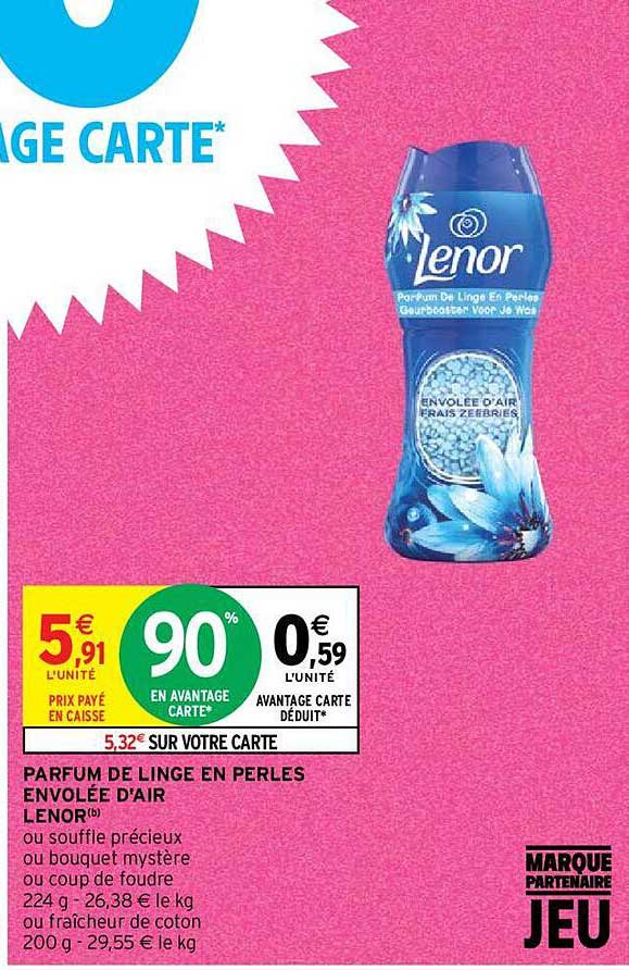 parfum de linge en perles envolée d'air lenor