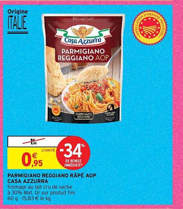 parmigiano reggiano râpé aop casa azzurra