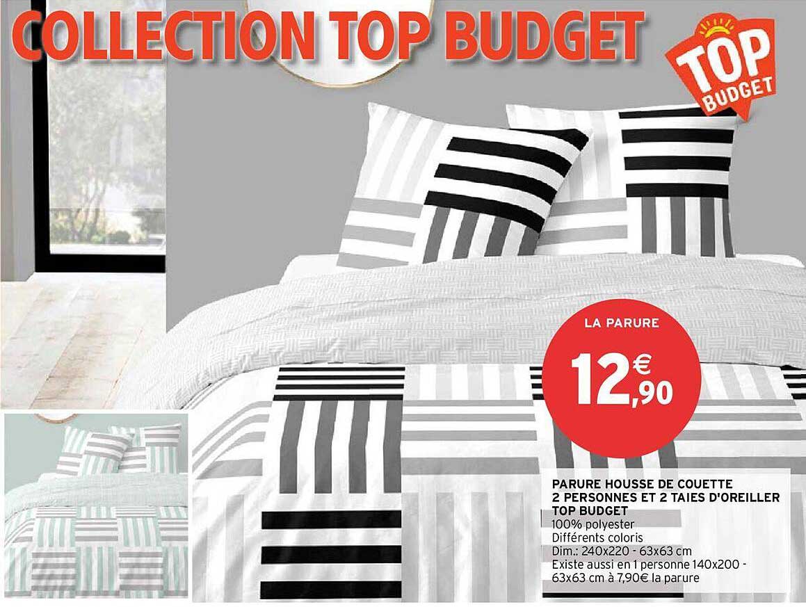 parure housse de couette 2 personnes et 2 taies d'oreiller top budget