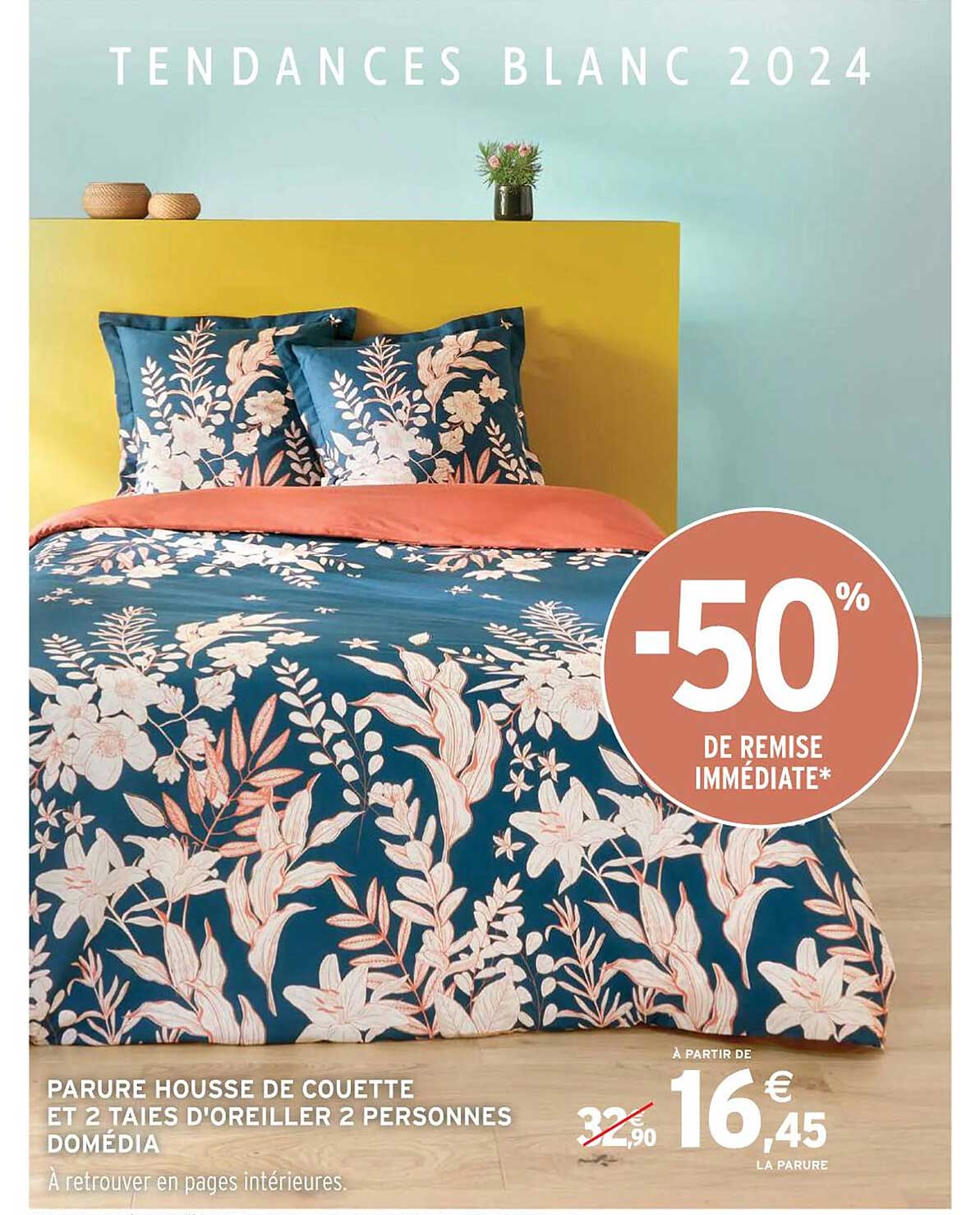 parure housse de couette et 2 taies d'oreiller 2 personnes domédia