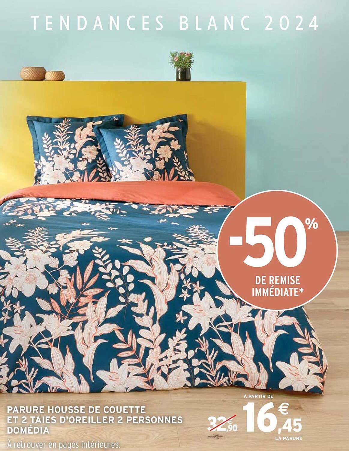 parure housse de couette et 2 taies d'oreiller 2 personnes domédia