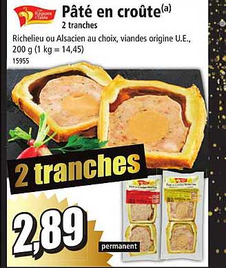 Pâté En Croûte 2 Tranches Les Régions à Table