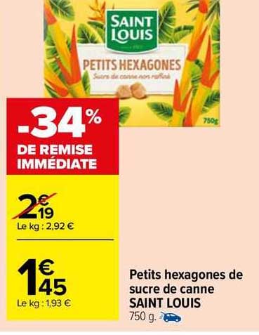 petits hexagones de sucre de canne saint louis