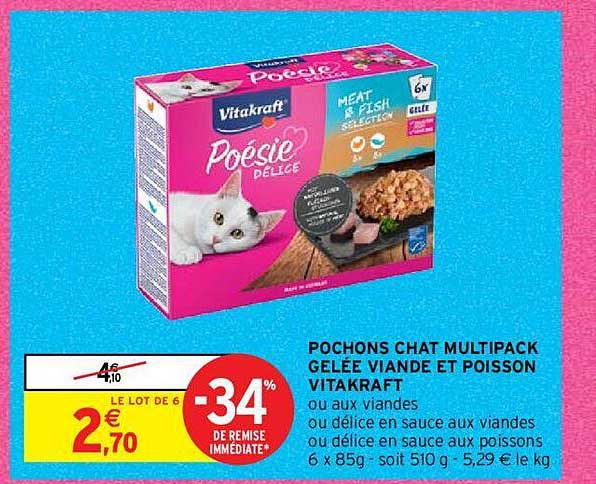 Pochons Chat Multipack Gelée Viande Et Poisson Vitakraft