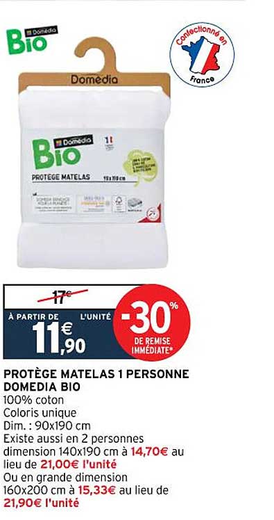 protège matelas 1 personne domédia bio