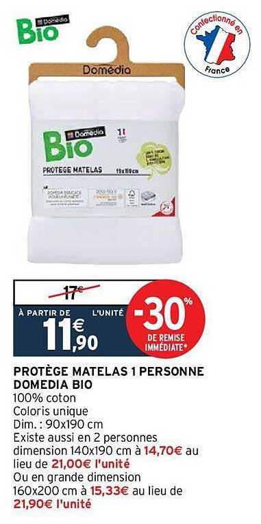 protège matelas 1 personne domédia bio