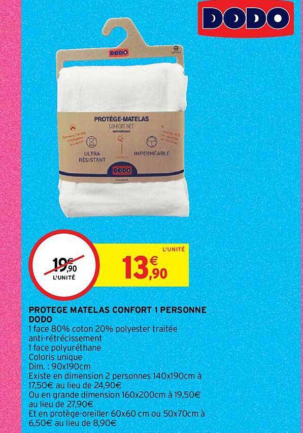 protège matelas confort 1 personne dodo