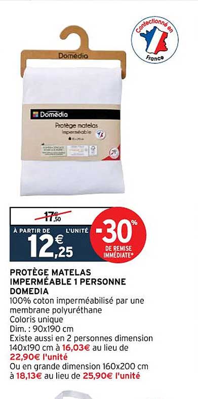 protège matelas imperméable 1 personne domédia