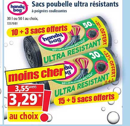 sacs poubelle ultra résistants handy bag