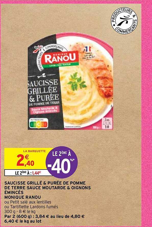 saucisse grillé & purée de pomme de terre sauce moutarde & oignons émincés monique ranou