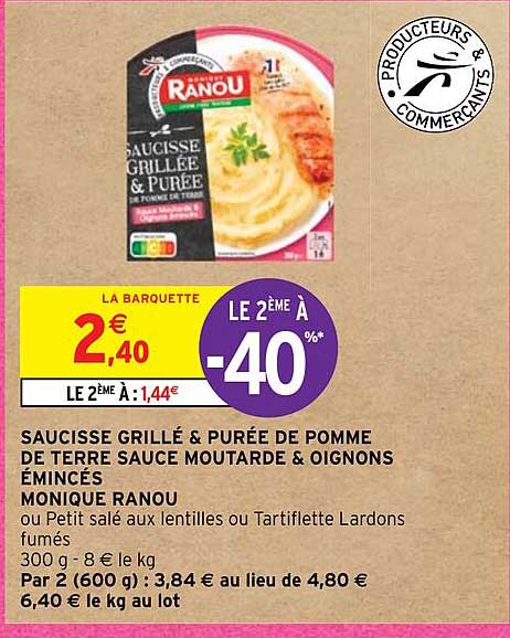 saucisse grillé & purée de pomme de terre sauce moutarde & oignons émincés monique ranou