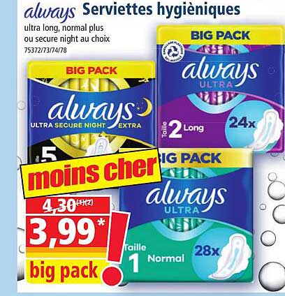 serviettes hygiéniques always