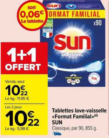 tablettes lave-vaisselle «format familial» sun