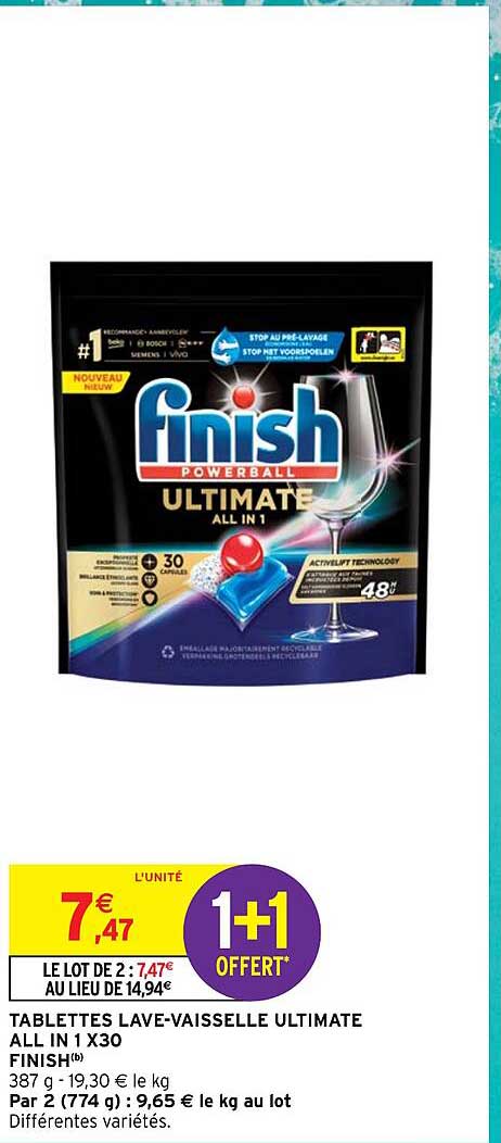 tablettes lave-vaisselle ultimate all in 1 x30 finish