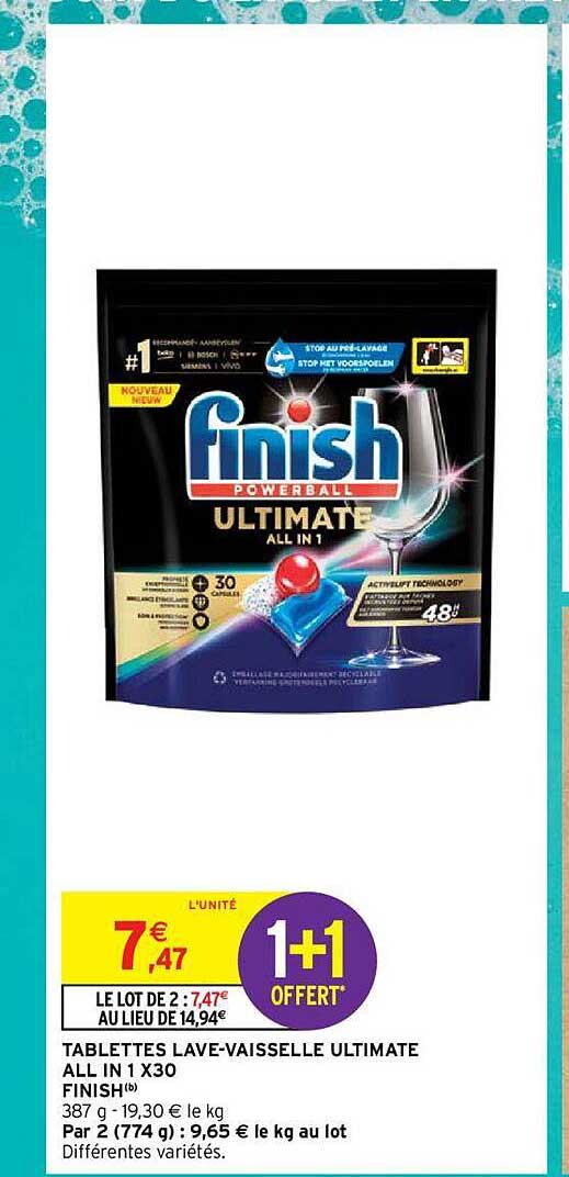 tablettes lave-vaisselle ultimate all in 1 x30 finish