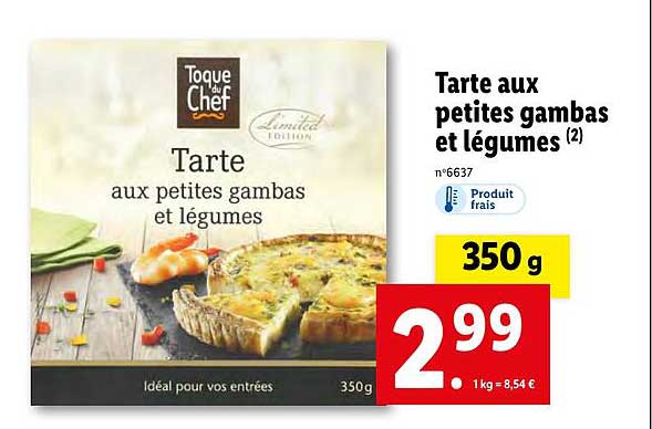tarte aux petites gambas et legumes