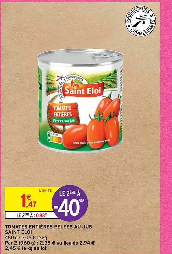 Tomates Entières Pelées Au Jus Saint éloi