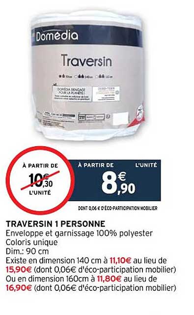 traversin 1 personne