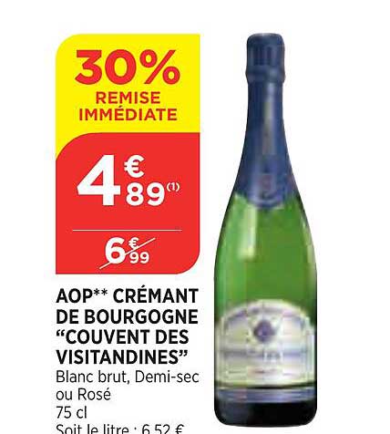 Aop Crémant De Bourgogne "couvent Des Visitandines" 30% Remise Immédiate