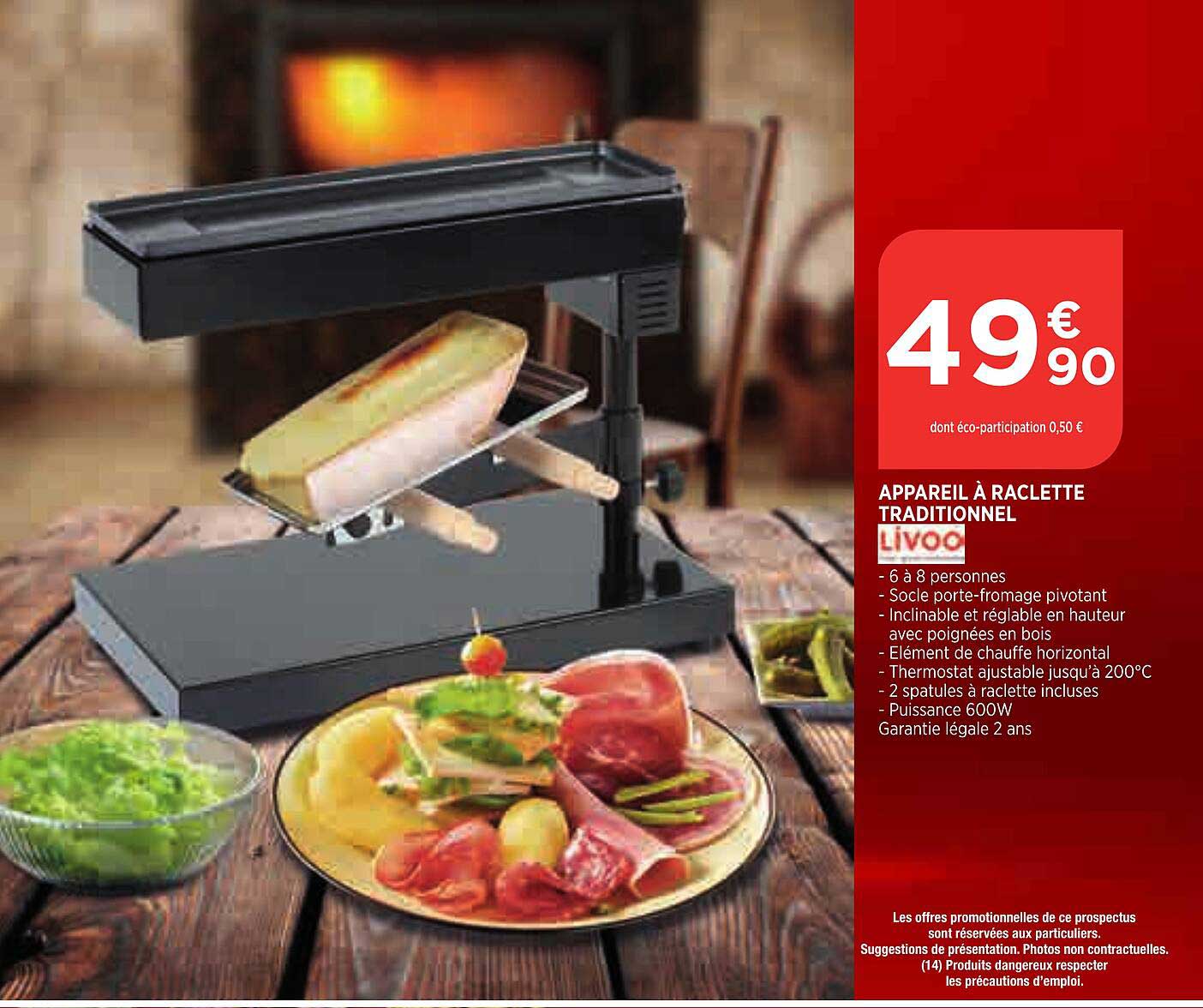 Appareil à Raclette Traditionnel Livoo