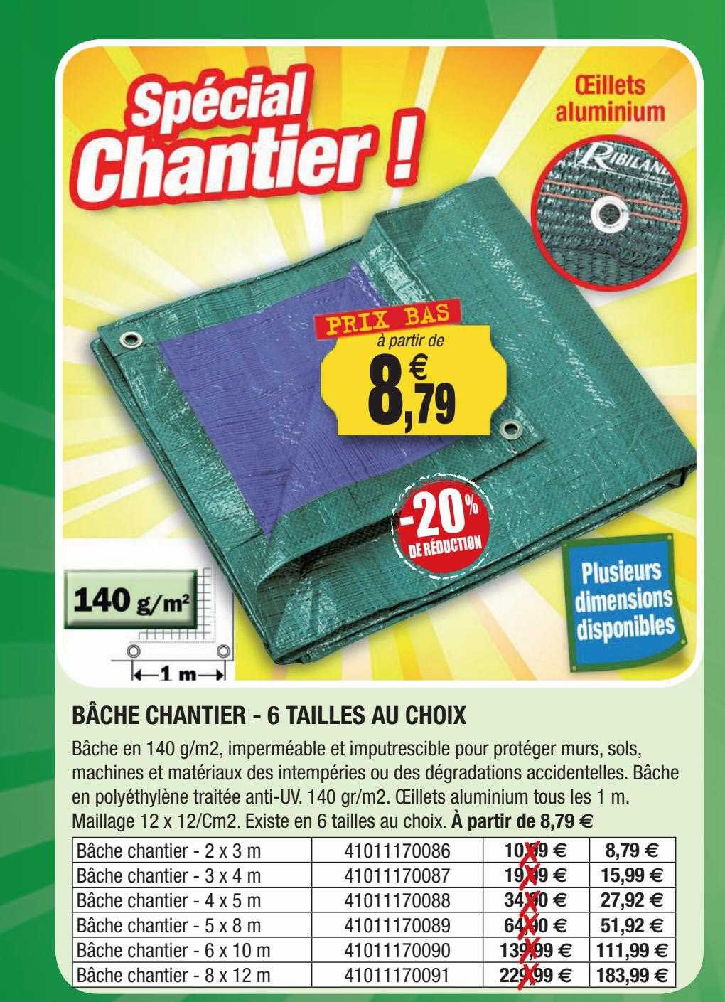 Bâche Chantier - 6 Tailles Au Choix