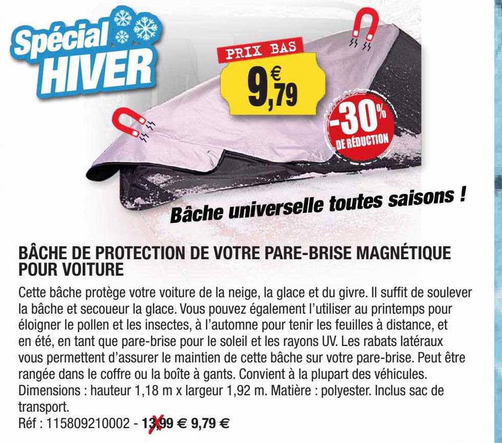 bâche de protection de votre pare-brise magnétique pour voiture