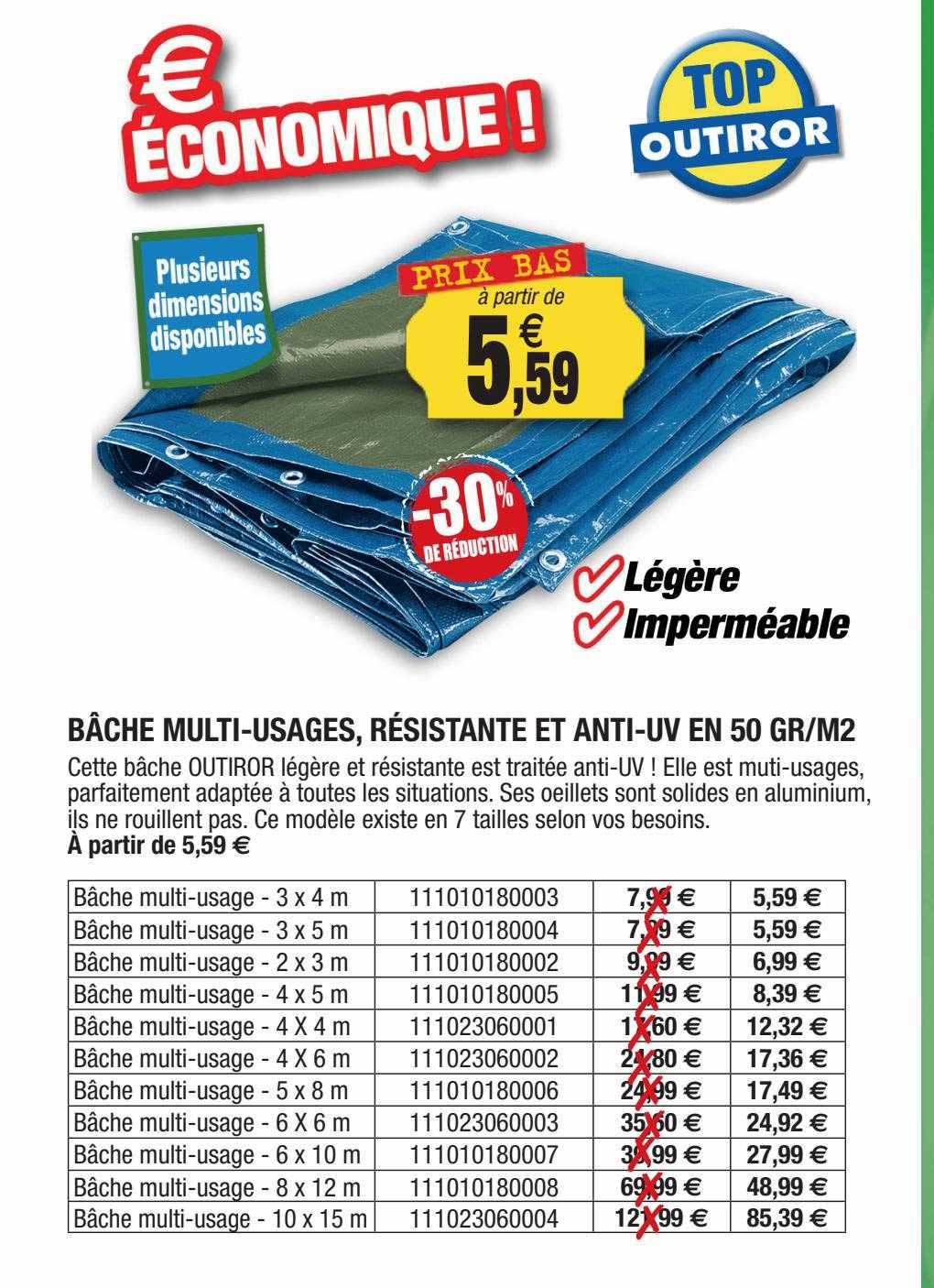 Bâche Multi-usages, Résistante Et Anti-uv En 50 Gr-m²