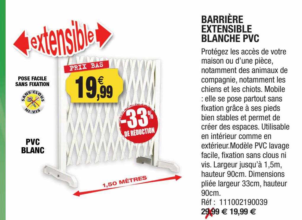 Barrière Extensible Blanche Pvc