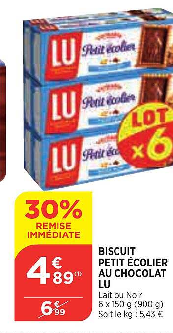 Biscuit Petit écolier Au Chocolat Lu