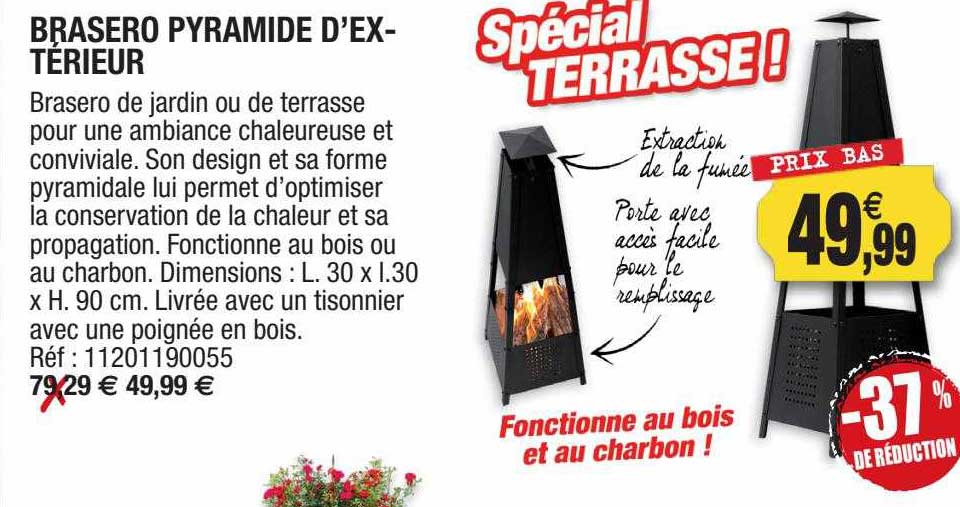 brasero pyramide d'extérieur