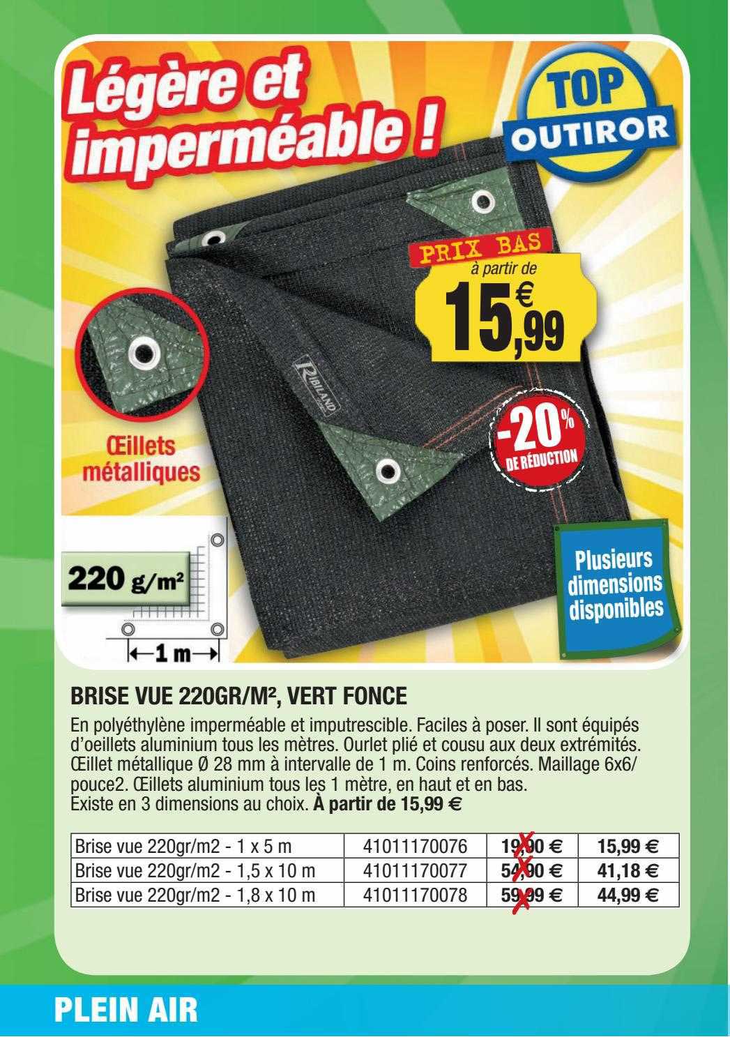 brise vue 220gr-m&, vert foncé