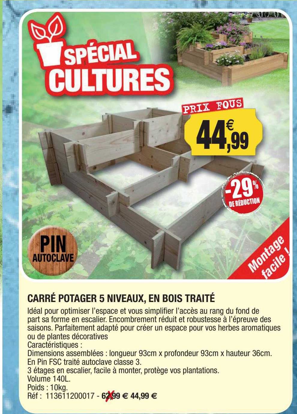 Carré Potager 5 Niveaux, En Bois Traité