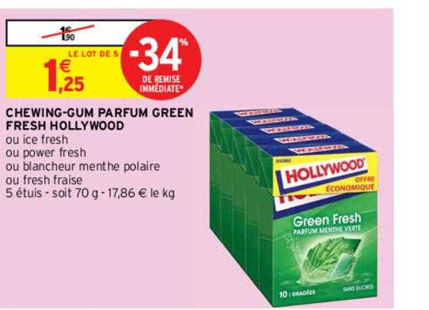 chewing-gum parfum green fresh hollywood
