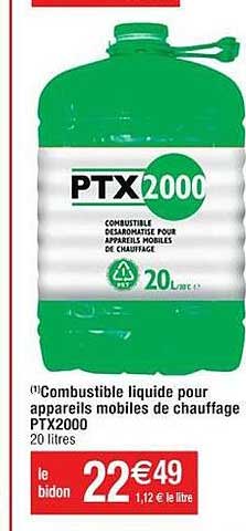 combustible liquide pour appareils mobiles de chauffage ptx2000