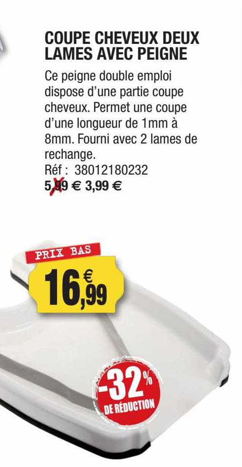 coupe cheveux deux lames avec peigne