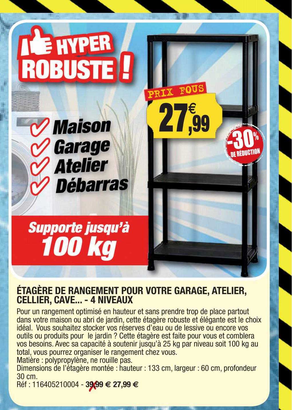 étagère de rangement pour votre garage, atelier, cellier, cave... - 4 niveaux