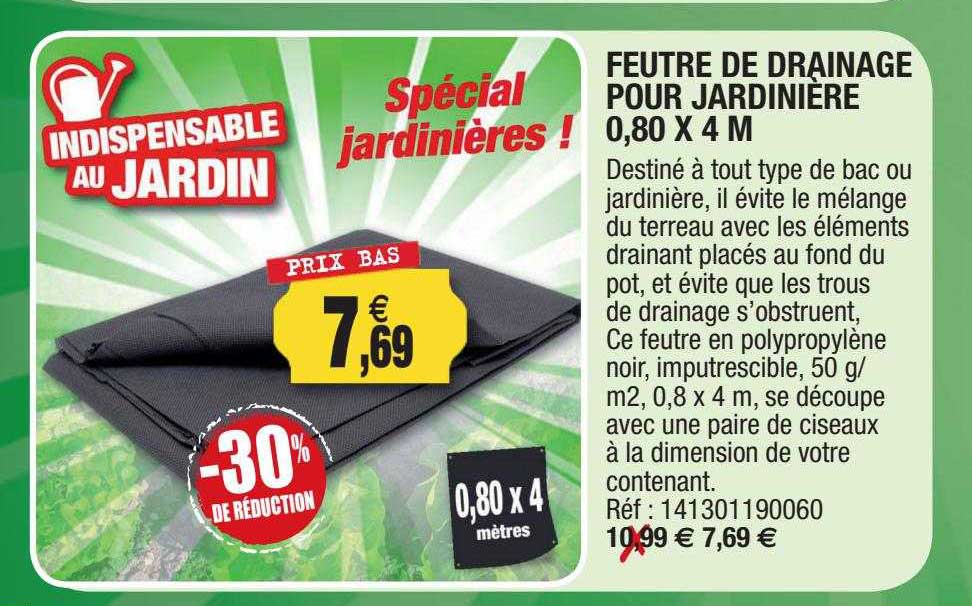 feutre de drainage pour jardinière 0,80 x 4 m