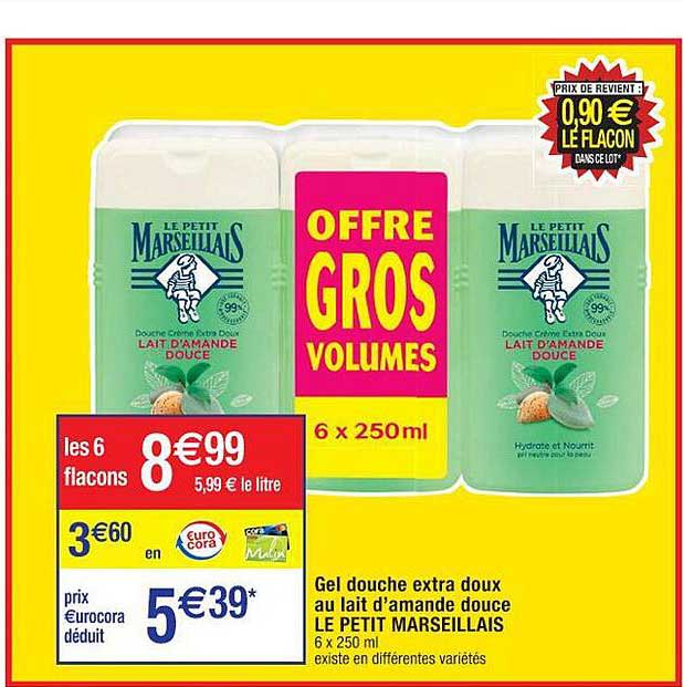 gel douche extra doux au lait d'amande marseillais