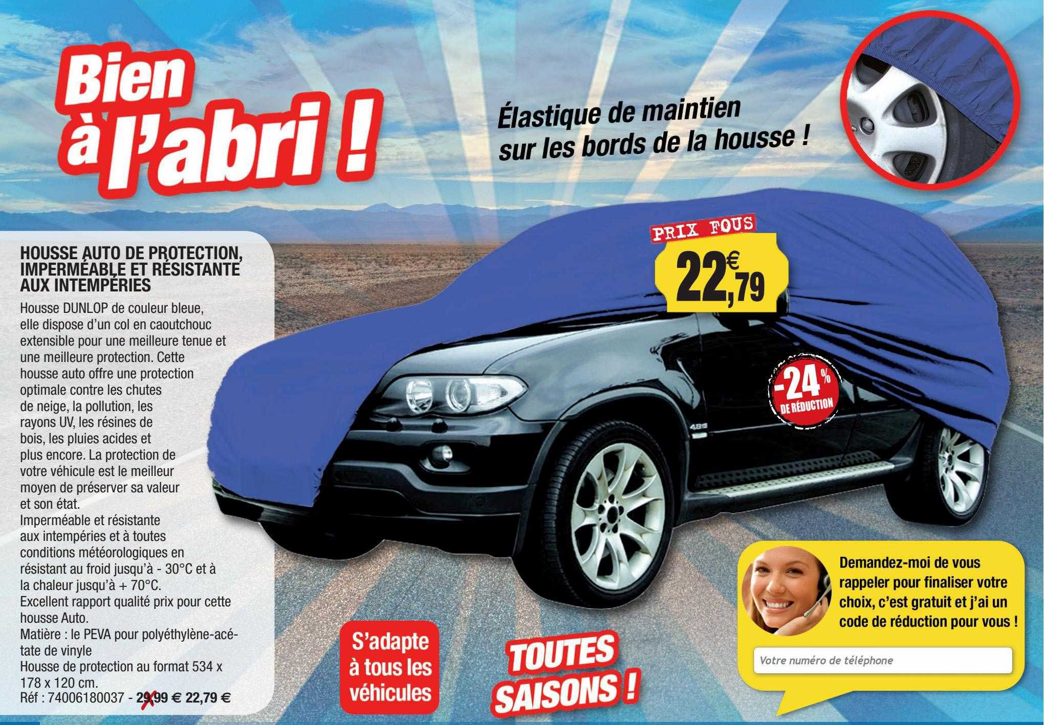 housse auto de protection, imperméable et résistante aux intempéries