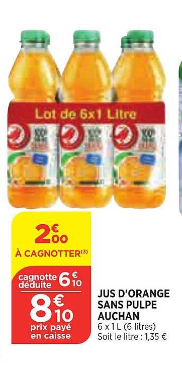 Jus D'orange Sans Pulpe Auchan