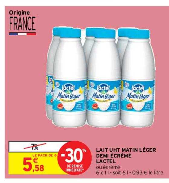 Lait Uht Matin Léger Demi écrémé Lactel